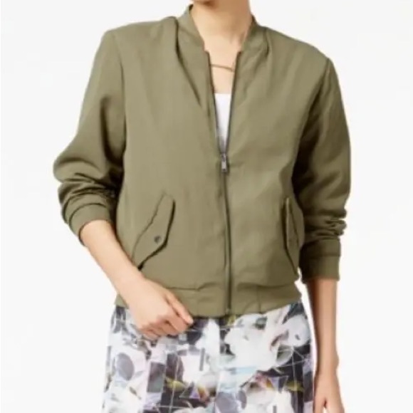 Bar III Olive Bomber Jacket - Picture 1 of 10